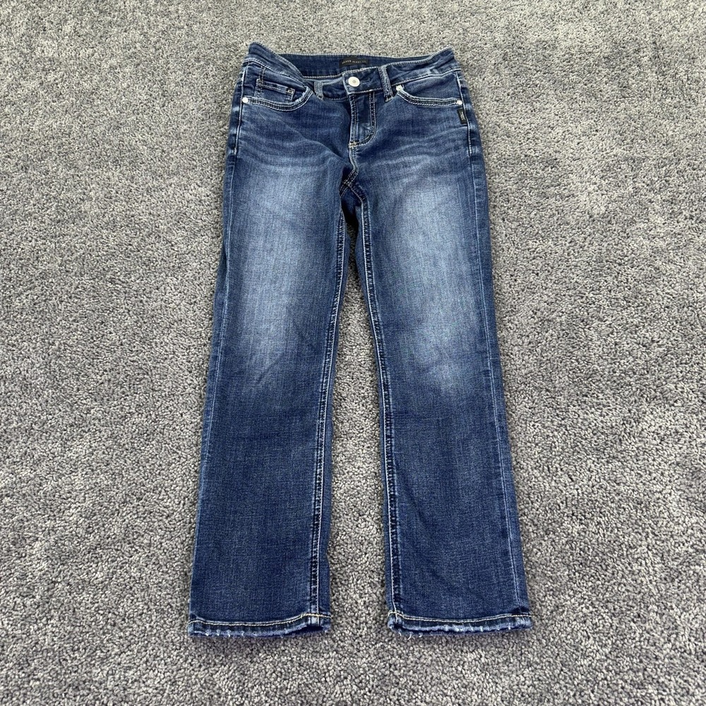 Silver Jeans Womens 24x23.5 Blue Elyse Capri Stretch Denim Medium Wash Casual